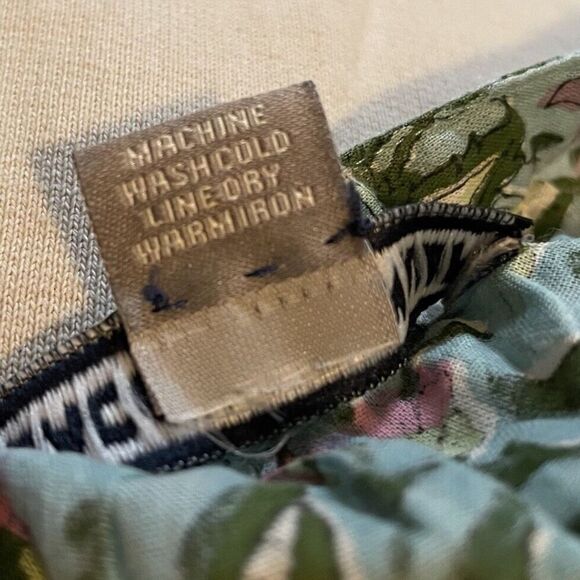 BEACON & BUNKER Shift Dress Women Medium Green Pink Floral Cotton Tassels - Picture 8 of 8